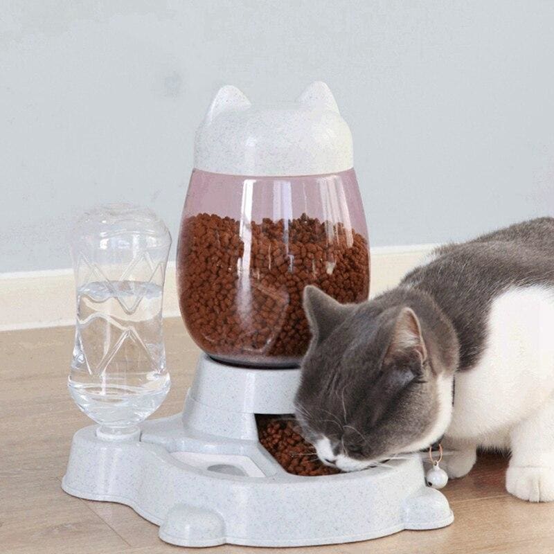 Distributeur manuel croquettes et eau pour Chat - LA BOUTIKACHAT