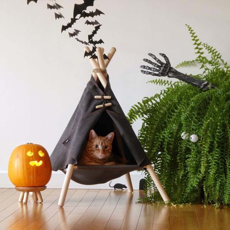 Tipi Cat Basket - Tente pour chat - Tente Tipi pour chats - 52x55x55cm -  Blauw