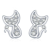 Boucles d’oreilles chat brillant en argent ERGYKAY™ Bijoux, boucle d’oreilles, boucles chat,